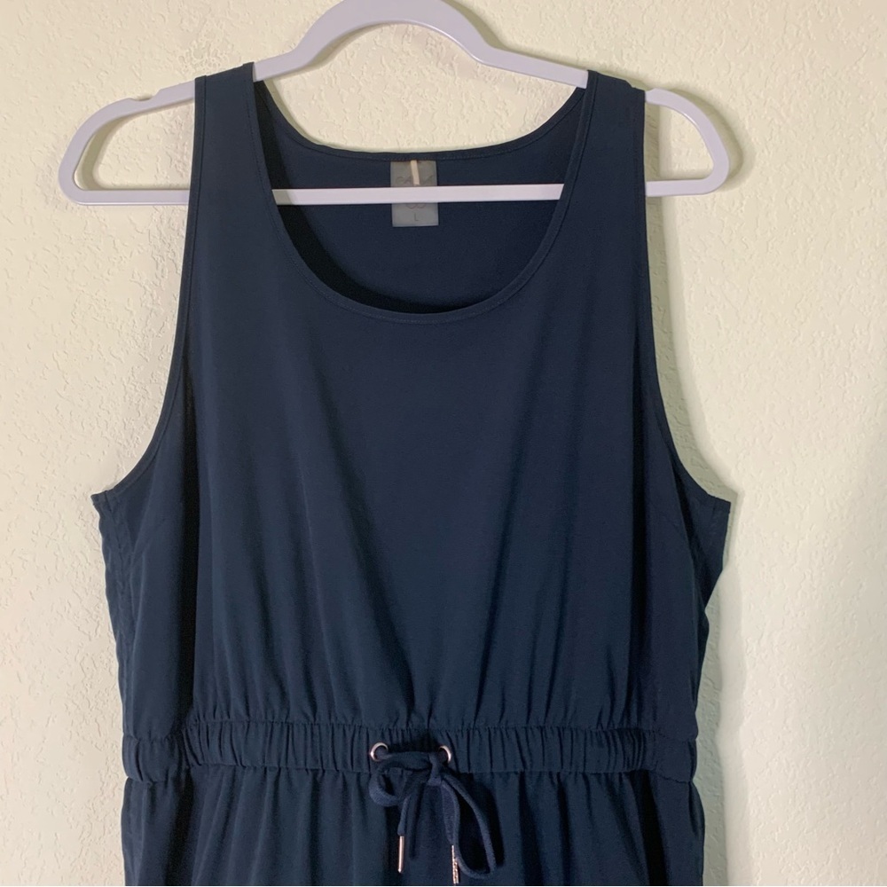 CALIA Womens navy blue sleeveless racerback tie waist midi dress L - Picture 4 of 10